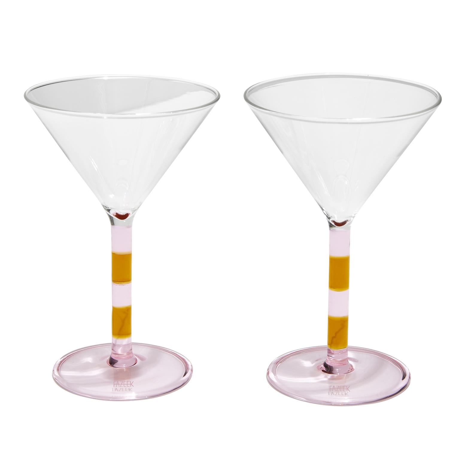 FAZEEK Stripe Martini Glasses - Set of 2